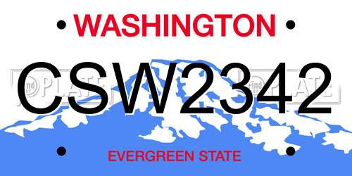 CSW2342 Washington License Plate