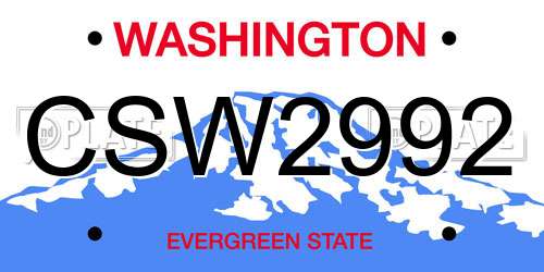 CSW2992 Washington License Plate