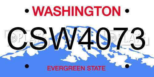 CSW4073 Washington License Plate
