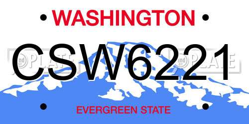 CSW6221 Washington License Plate