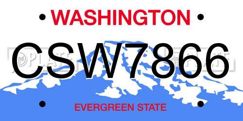 CSW7866 Washington License Plate