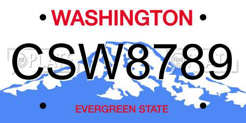 CSW8789 Washington License Plate