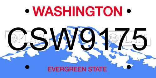CSW9175 Washington License Plate