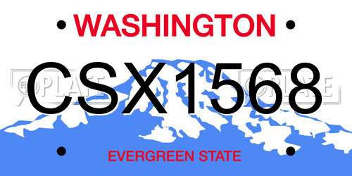 CSX1568 Washington License Plate