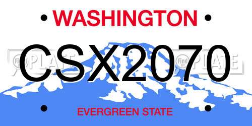 CSX2070 Washington License Plate