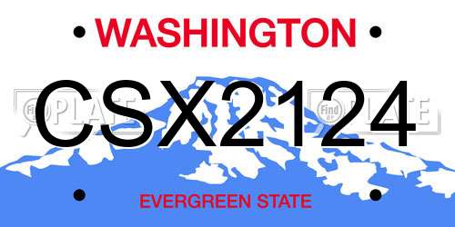 CSX2124 Washington License Plate