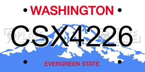 CSX4226 Washington License Plate
