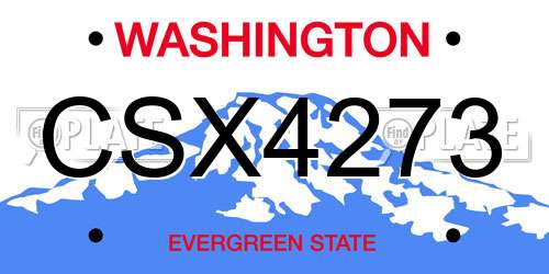 CSX4273 Washington License Plate