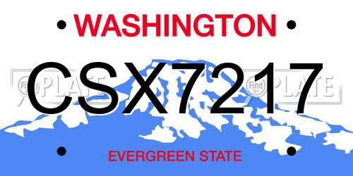 CSX7217 Washington License Plate
