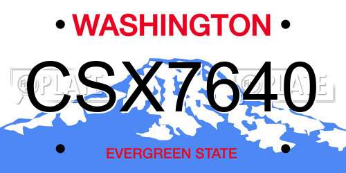 CSX7640 Washington License Plate