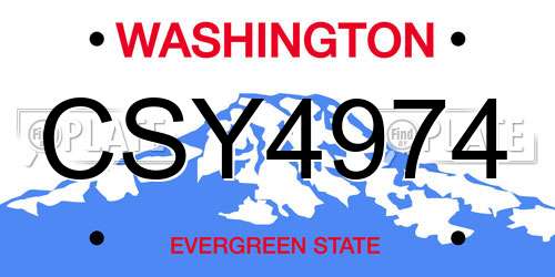 CSY4974 Washington License Plate