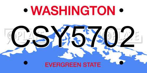 CSY5702 Washington License Plate