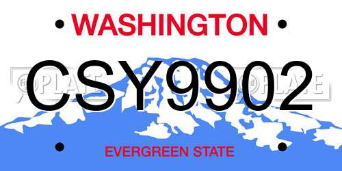 CSY9902 Washington License Plate