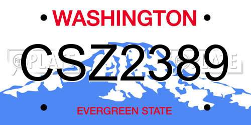 CSZ2389 Washington License Plate