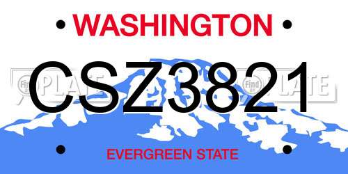 CSZ3821 Washington License Plate