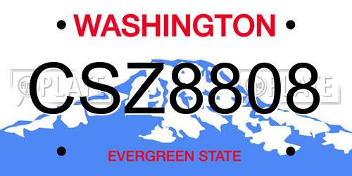 CSZ8808 Washington License Plate