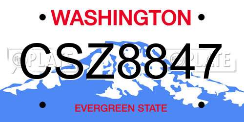 CSZ8847 Washington License Plate