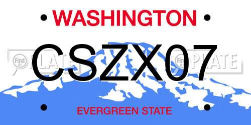 CSZX07 Washington License Plate