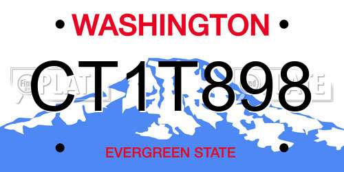 CT1T898 Washington License Plate