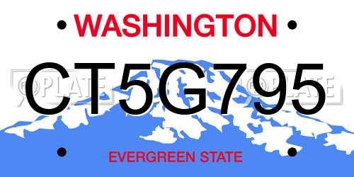 CT5G795 Washington License Plate