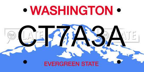 CT7A3A Washington License Plate
