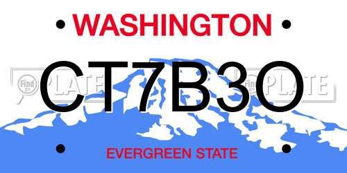 CT7B3O Washington License Plate