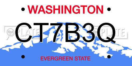 CT7B3Q Washington License Plate