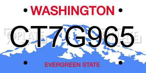 CT7G965 Washington License Plate