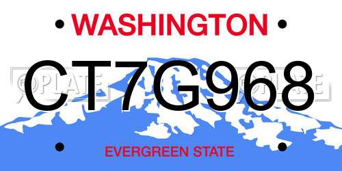 CT7G968 Washington License Plate