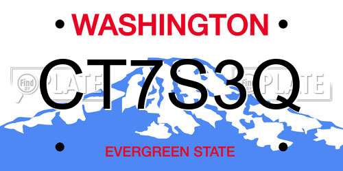 CT7S3Q Washington License Plate