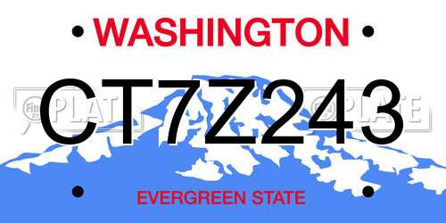 CT7Z243 Washington License Plate