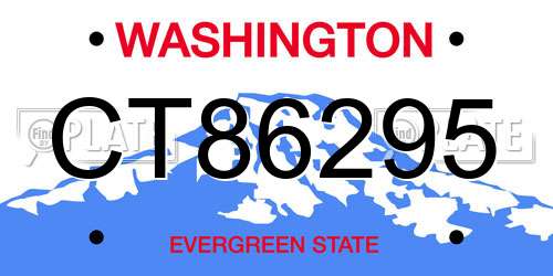 CT86295 Washington License Plate