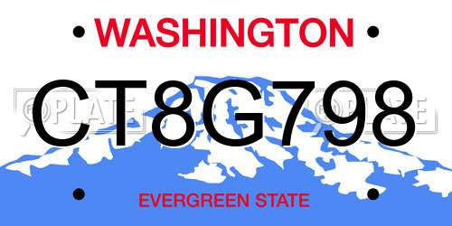 CT8G798 Washington License Plate