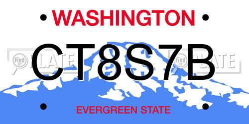 CT8S7B Washington License Plate