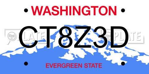 CT8Z3D Washington License Plate