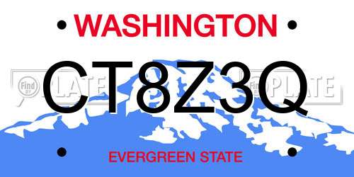 CT8Z3Q Washington License Plate