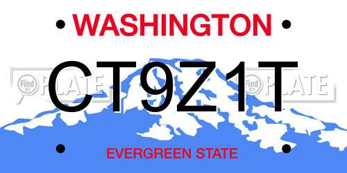 CT9Z1T Washington License Plate
