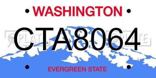 CTA8064 Washington License Plate