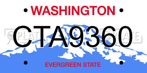 CTA9360 Washington License Plate