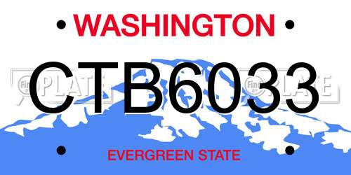 CTB6033 Washington License Plate