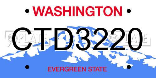 CTD3220 Washington License Plate
