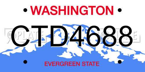 CTD4688 Washington License Plate