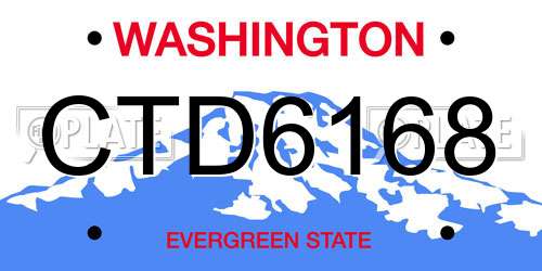 CTD6168 Washington License Plate