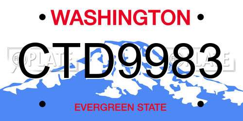 CTD9983 Washington License Plate