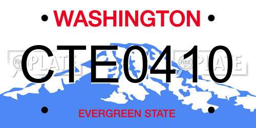 CTE0410 Washington License Plate