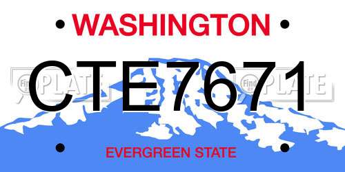 CTE7671 Washington License Plate