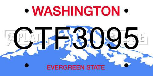 CTF3095 Washington License Plate