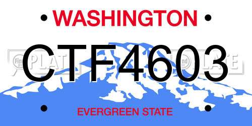 CTF4603 Washington License Plate
