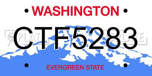 CTF5283 Washington License Plate