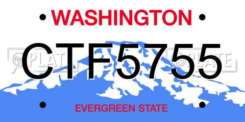 CTF5755 Washington License Plate